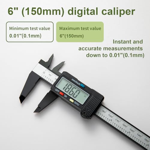 Digital Caliper for Jewelry & 3D Printing, 0-6 Inch Micrometer with Auto-Off Feature
| Interchangeable Digital Caliper